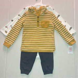 Carter’s Baby Boys 3Pc Set Outfit (Long Sleeve Hoodie, bodysuit,pants) 24Months